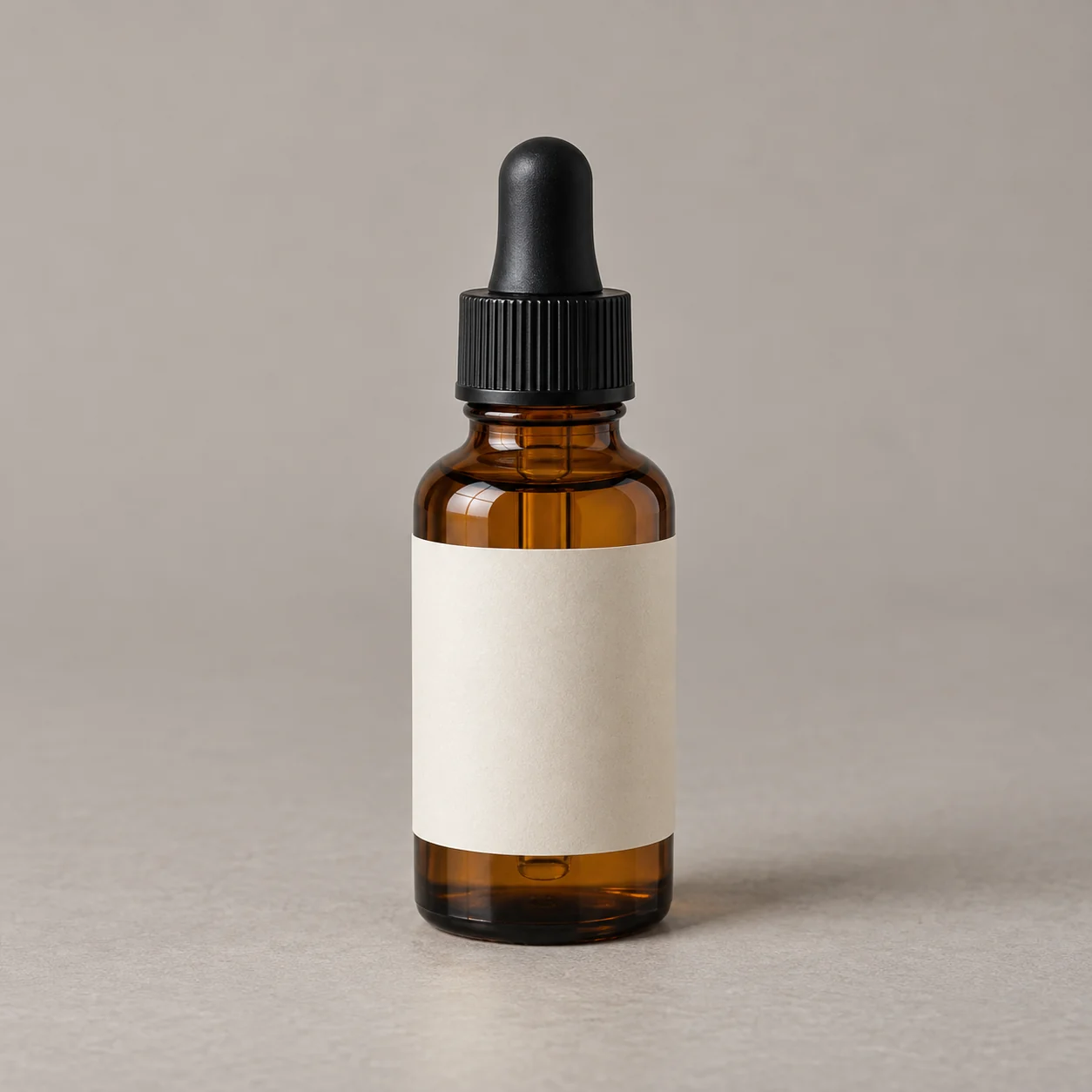 Original amber bottle on a plain background