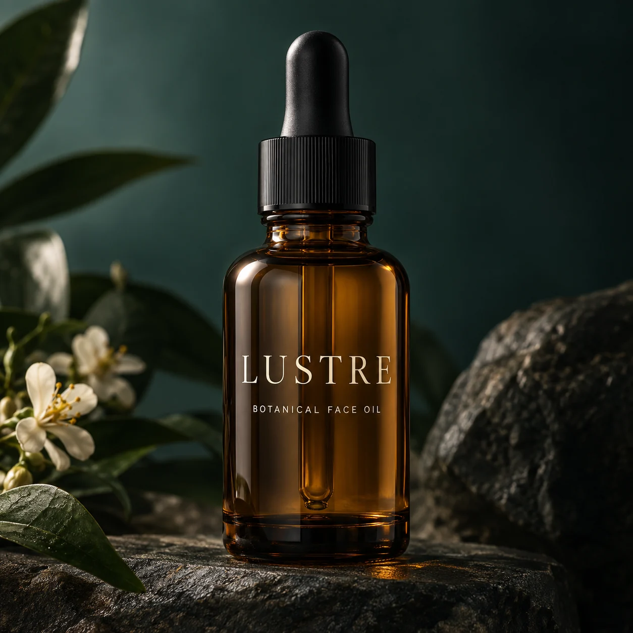 Branded botanical product photograph concept